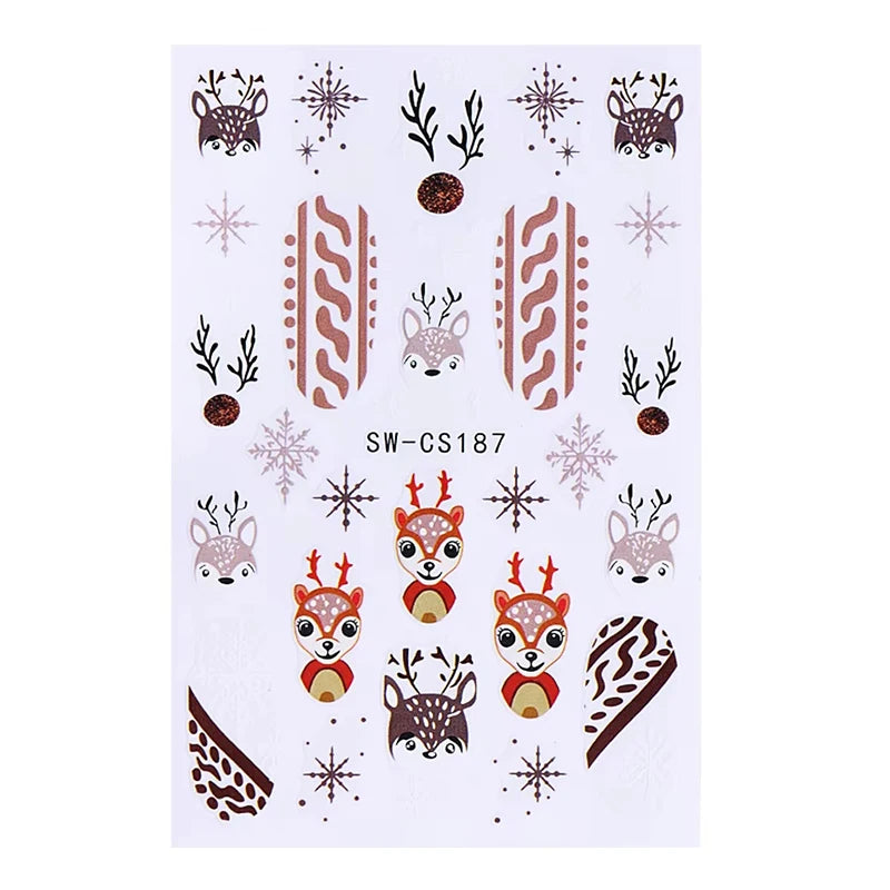 Festive 3D Christmas Nail Art Stickers for Holiday Manicure Decorations