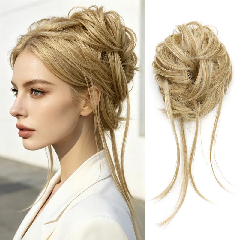 Messy Bun Hair Extension Scrunchie for Instant Volume and Updo Hairstyles - 17