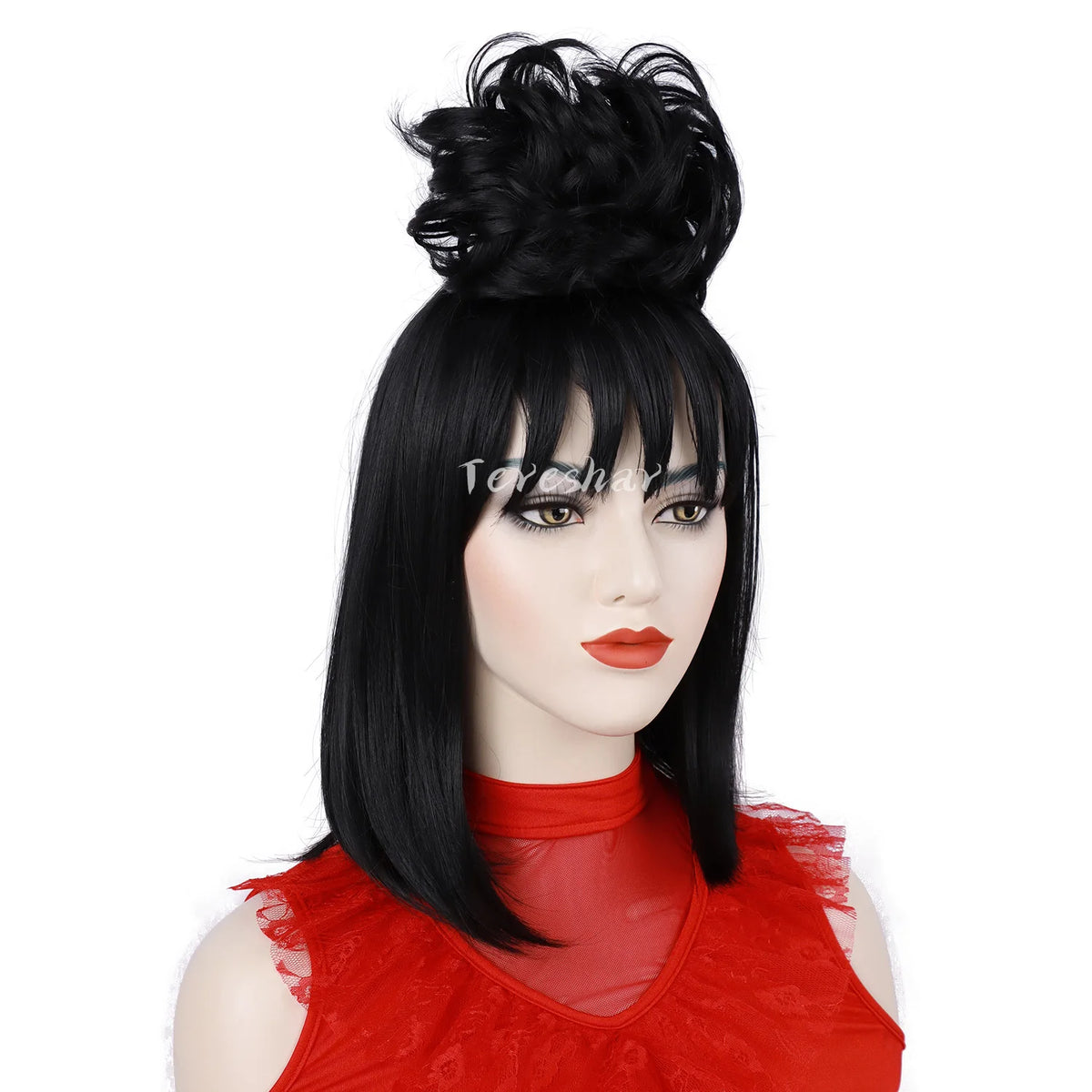 Black Synthetic Wig for Costume and Halloween Parties