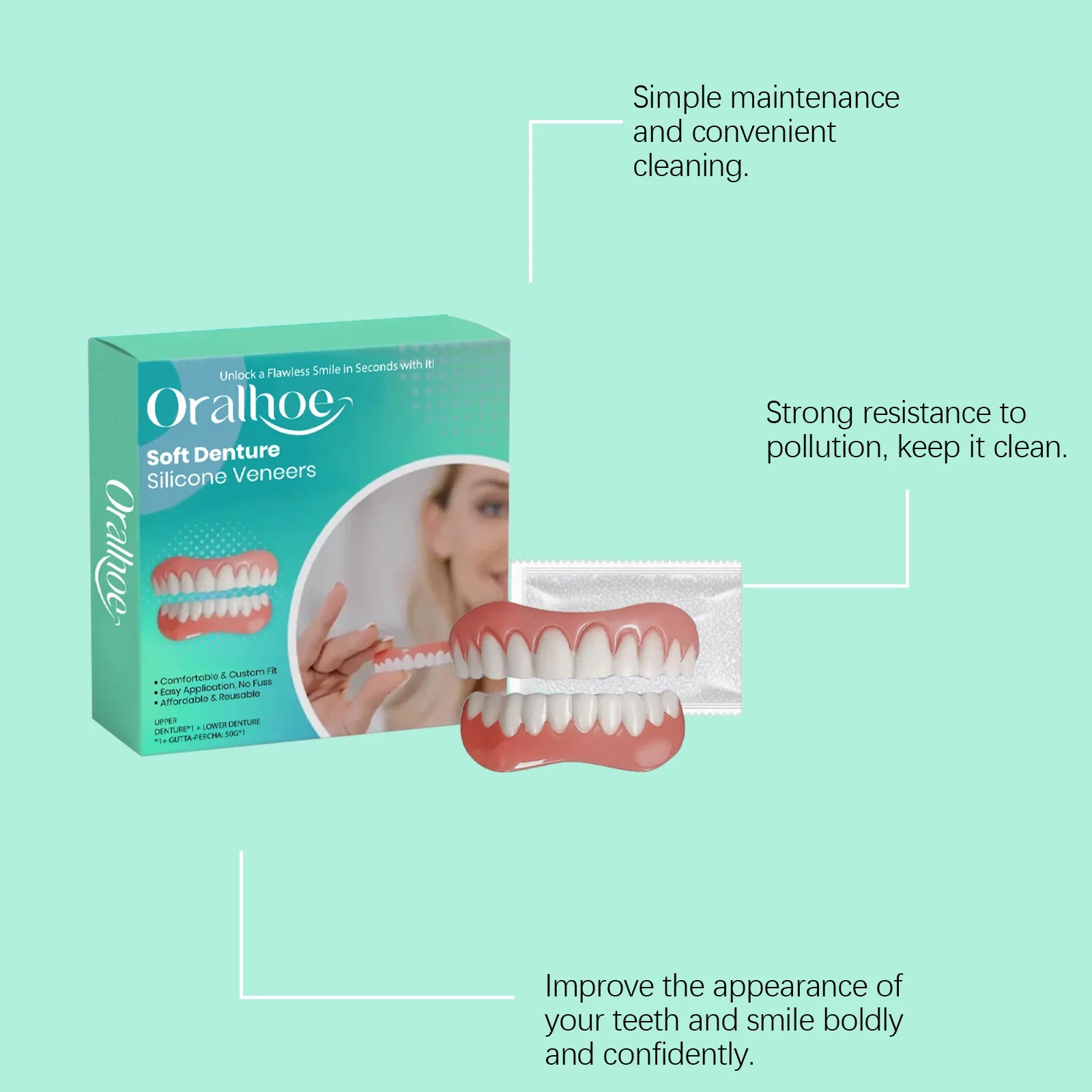 Flexible Silicone Cosmetic Denture Set for a Natural Radiant Smile - 10