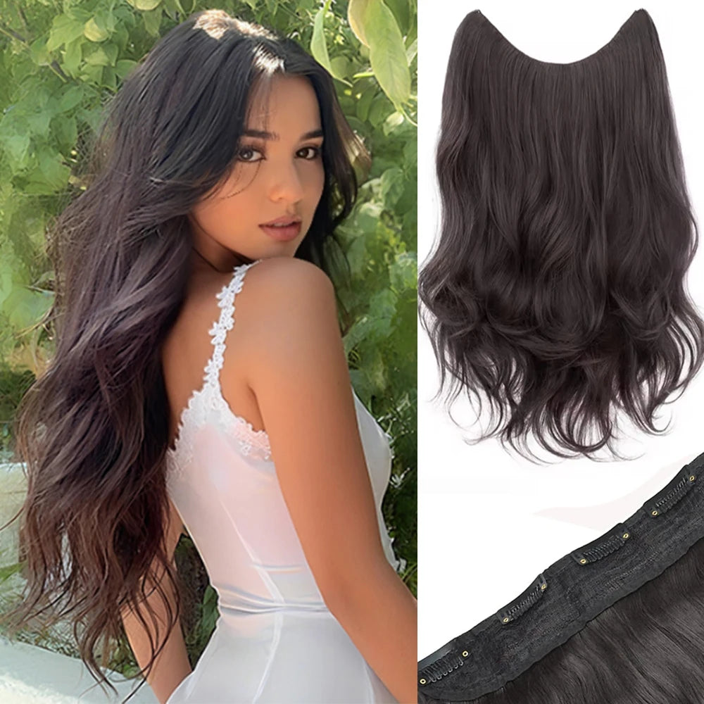 20 Inch Wavy Synthetic Hair Extensions with Invisible Clips - 7