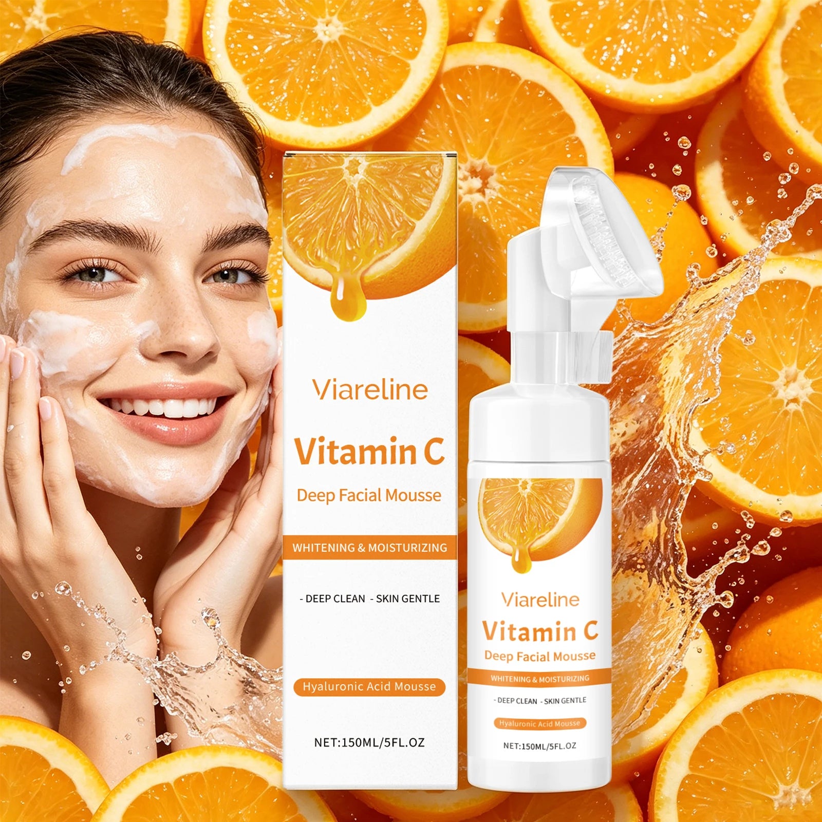 Vitamin C Brightening Facial Cleanser with Built-in Exfoliating Brush - 6