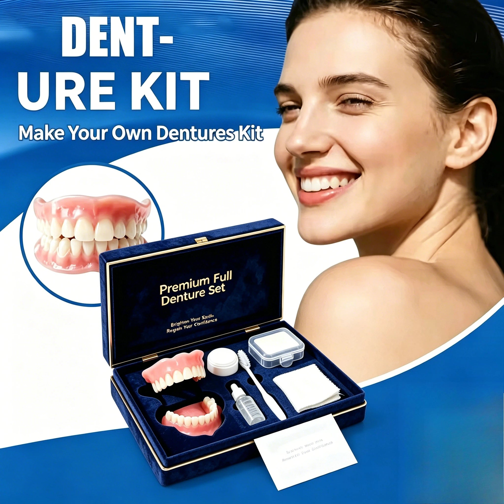 Comfortable Full Mouth Denture Set with Dental Care and Cleaning Tools - 3