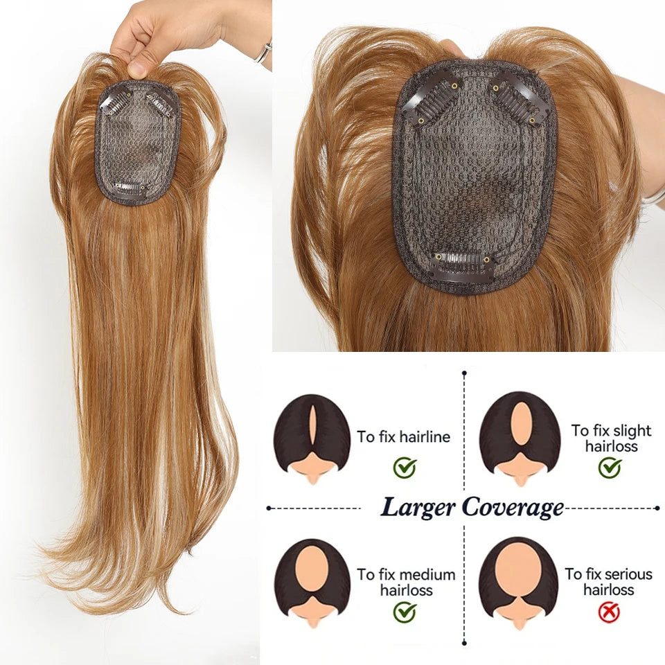 Clip-In Hair Topper with Bangs for Natural Volume and Root Coverage