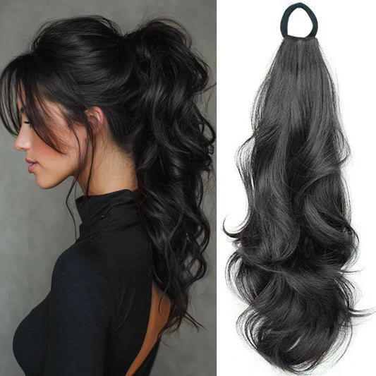 18-Inch Wavy Ponytail Hair Extension with Elastic Band