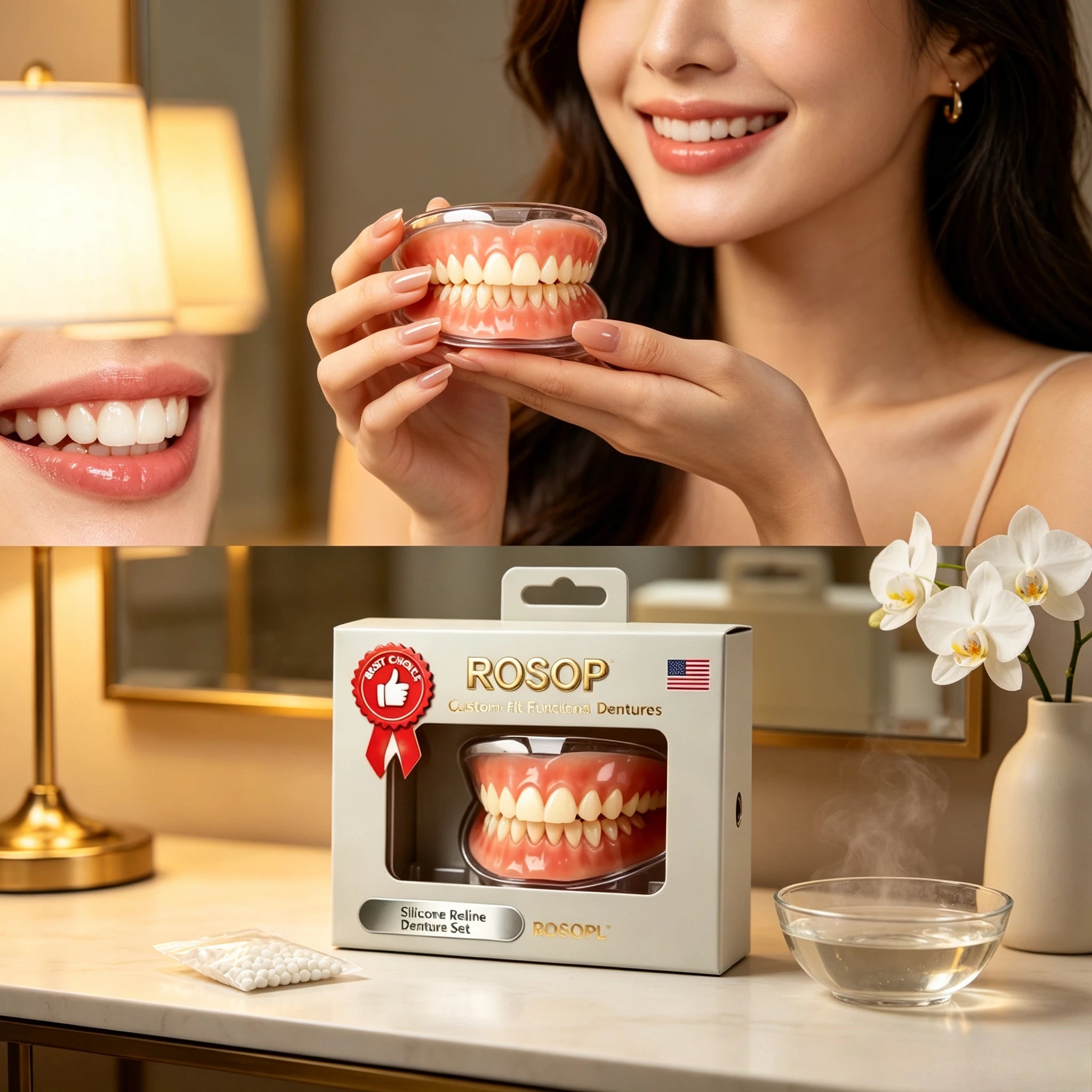 Comfortable Silicone Denture Kit for Men and Women - 1