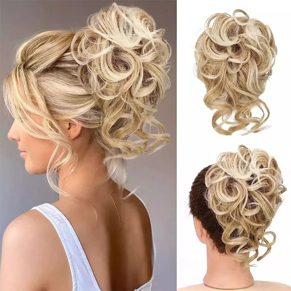 Messy Curly Hair Bun Scrunchie for Easy Updos - 68