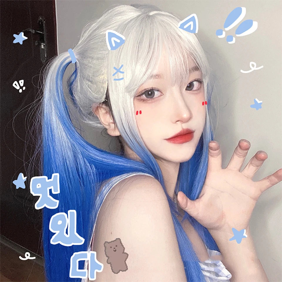 Long Wavy Lolita Ponytail Cosplay Wig with Bangs - 49