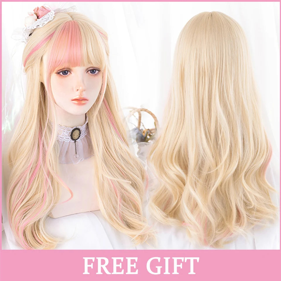 24-Inch Long Pink Cosplay Wig for Costumes
