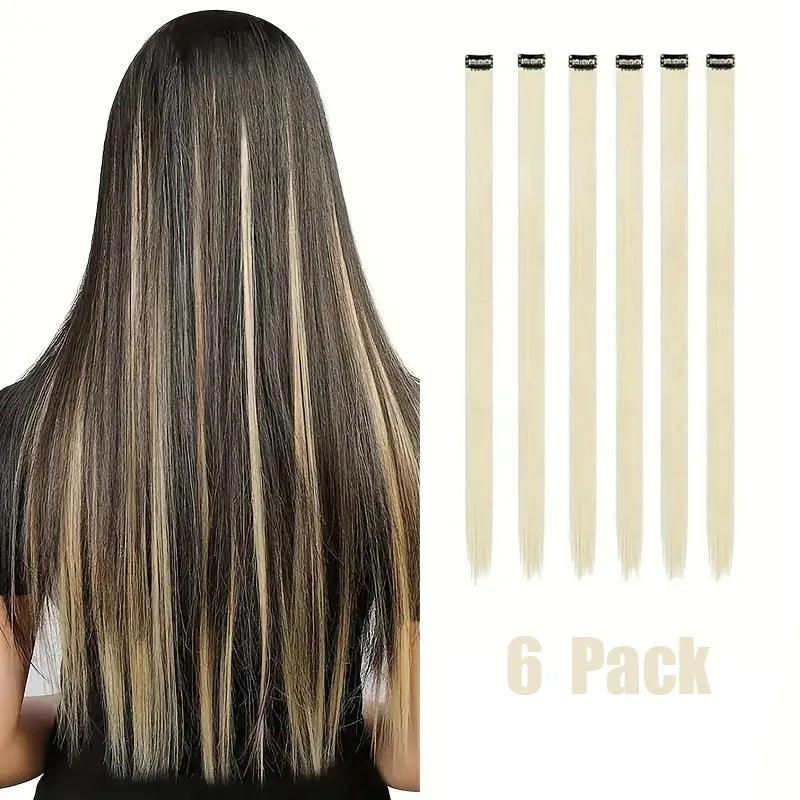 22-Inch Clip-In Colorful Hair Extensions for Parties