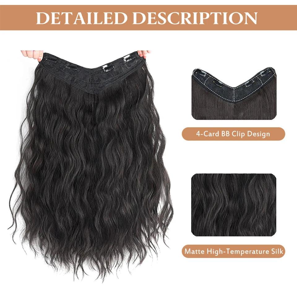 V-Shape Clip-In Wavy Hair Extension Half Wig