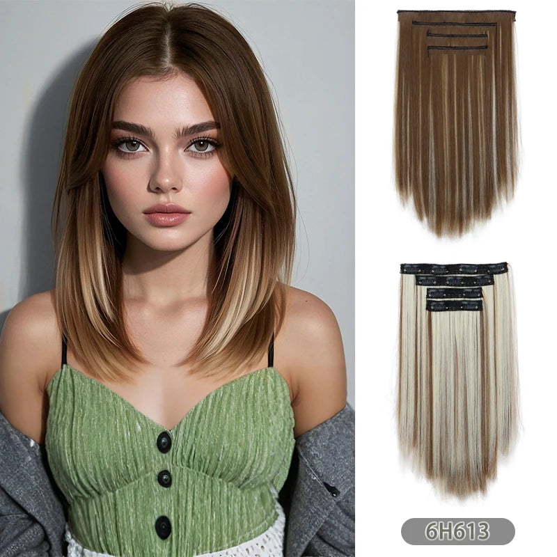 14-Inch Straight Clip-In Hair Extensions for Instant Volume - 12