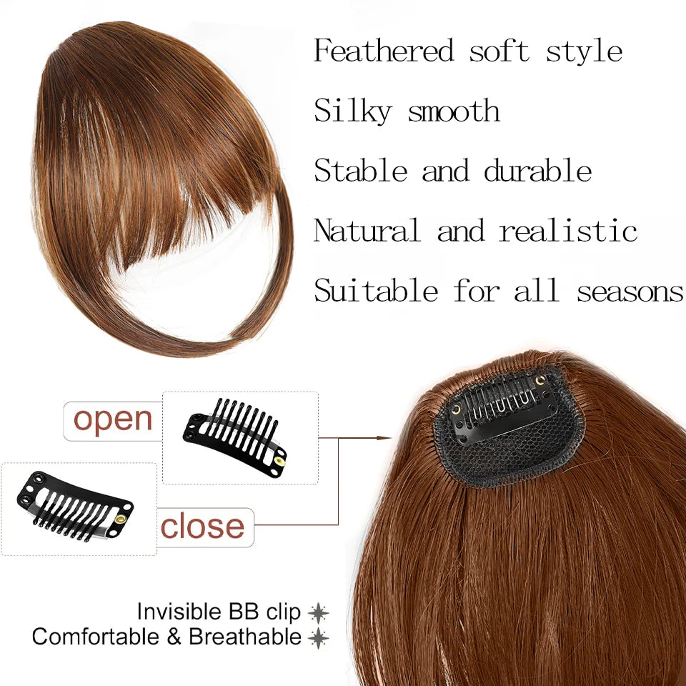 Clip-In Synthetic Hair Bangs Fringe Extension for Instant Volume and Style - 2