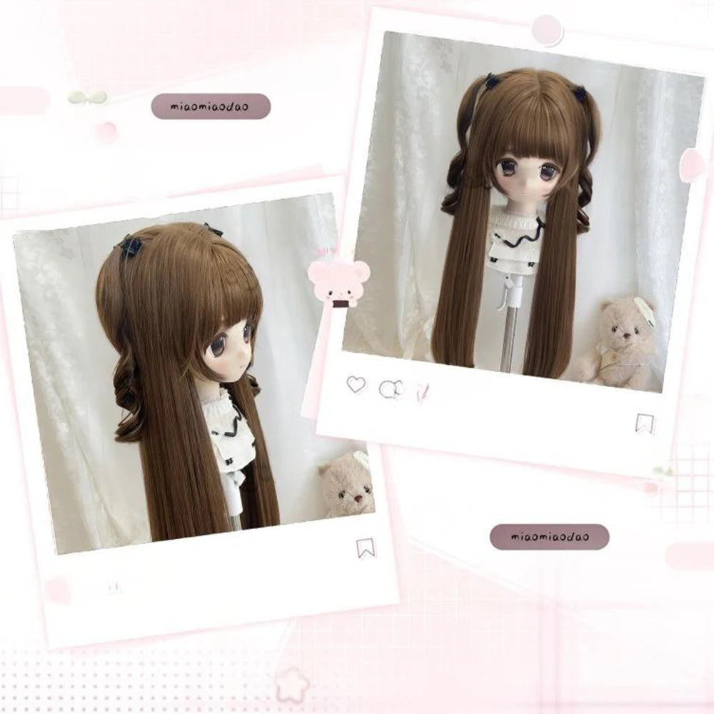 Long Curly Anime Cosplay Wig with Ponytails