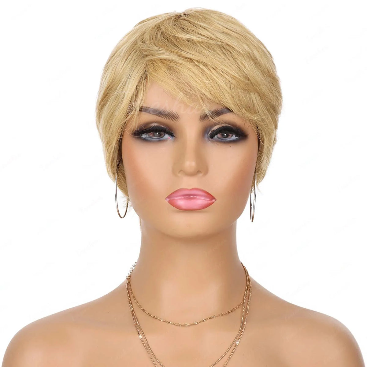 Short Layered Human Hair Pixie Cut Wig