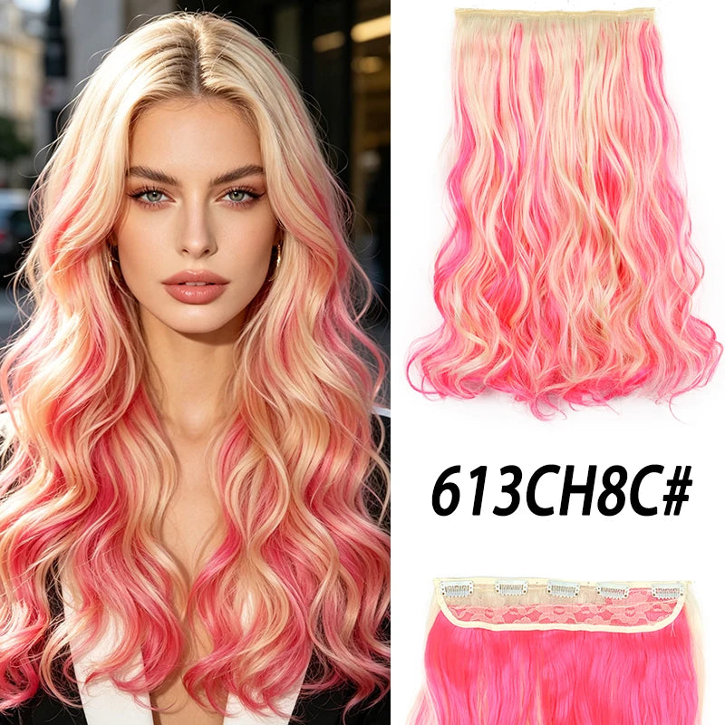 18-Inch Curly Clip-In Hair Extensions with Highlights