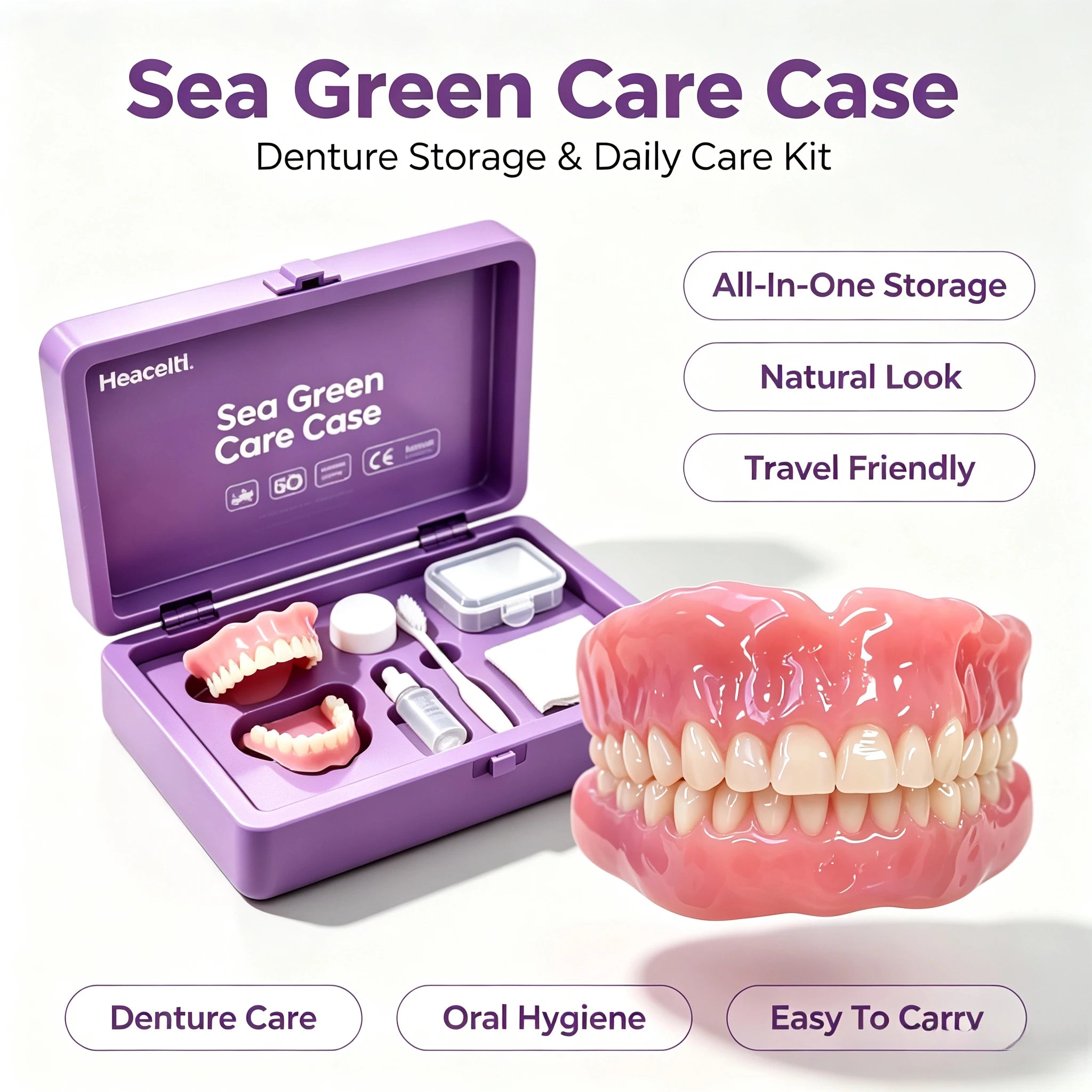 Instant Smile Natural Cosmetic Denture and Daily Care Storage Kit - 1