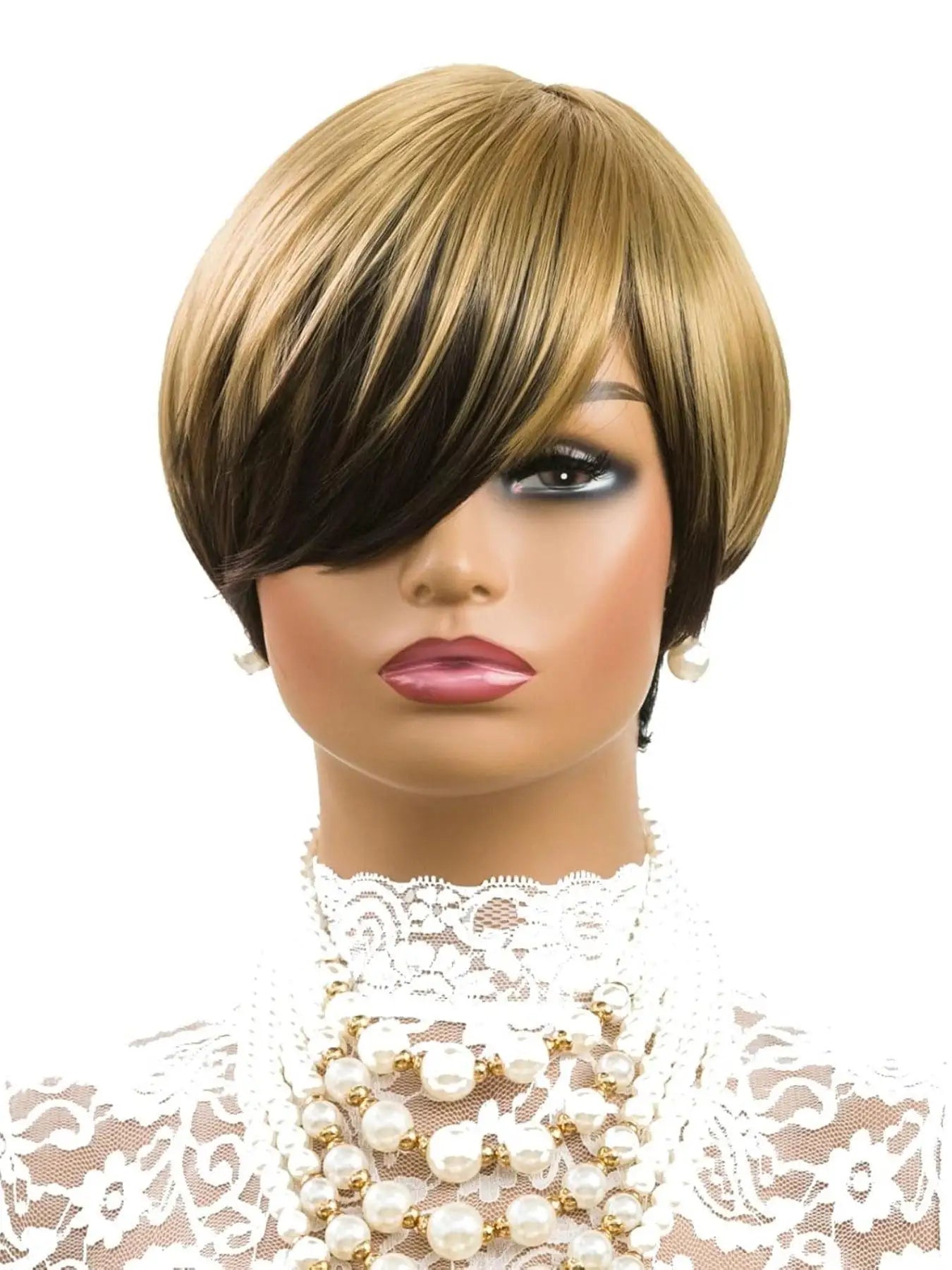 Short Curly Pixie Cut Wig with Bangs for Daily Wear - 2