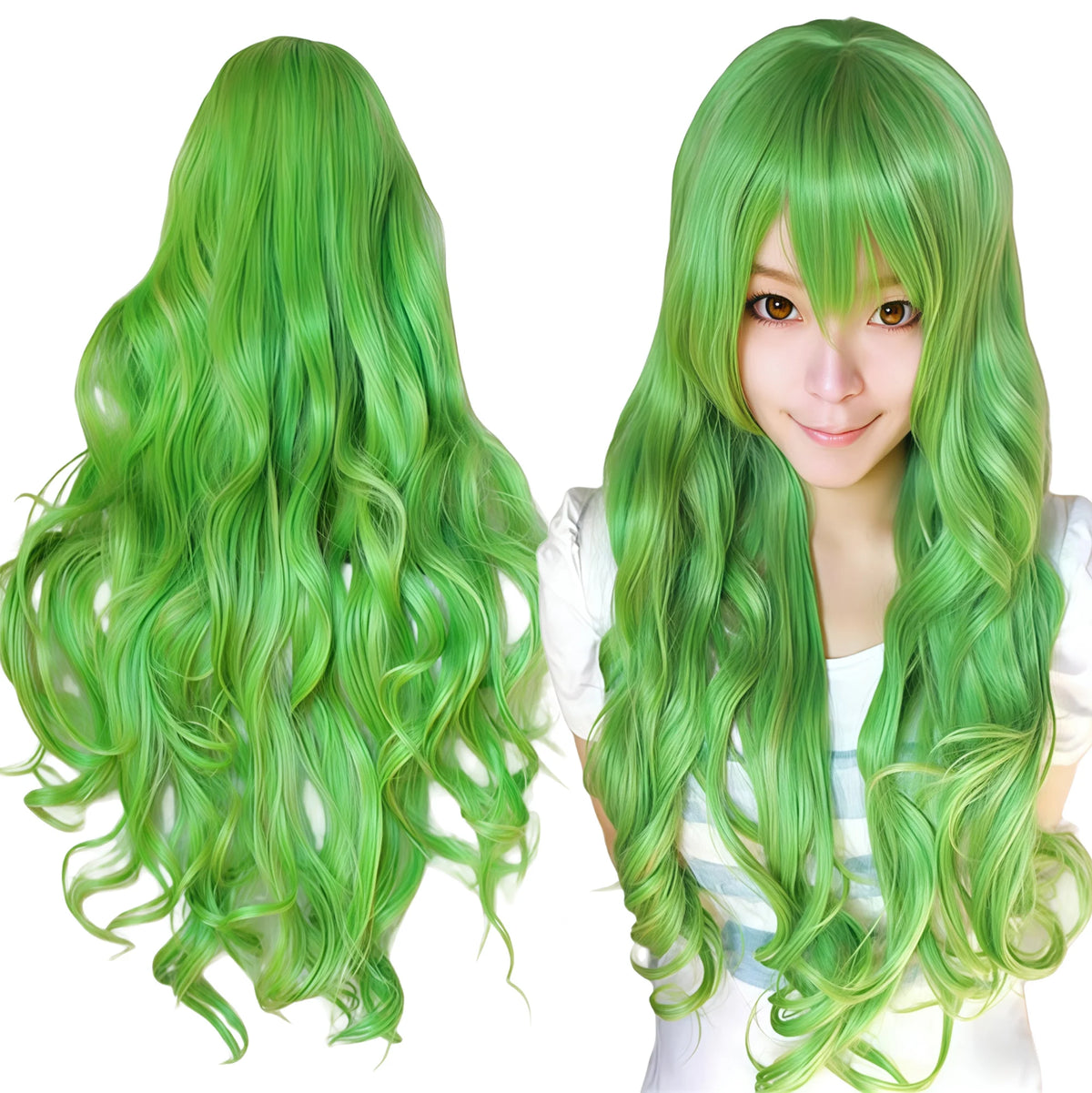 Long Curly Gray Anime Cosplay Wig for Costume Parties and Events