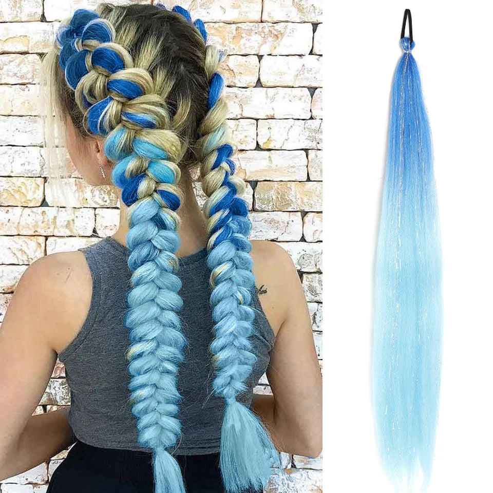 26 Inch Gradient Straight Braided Ponytail Extension - 5
