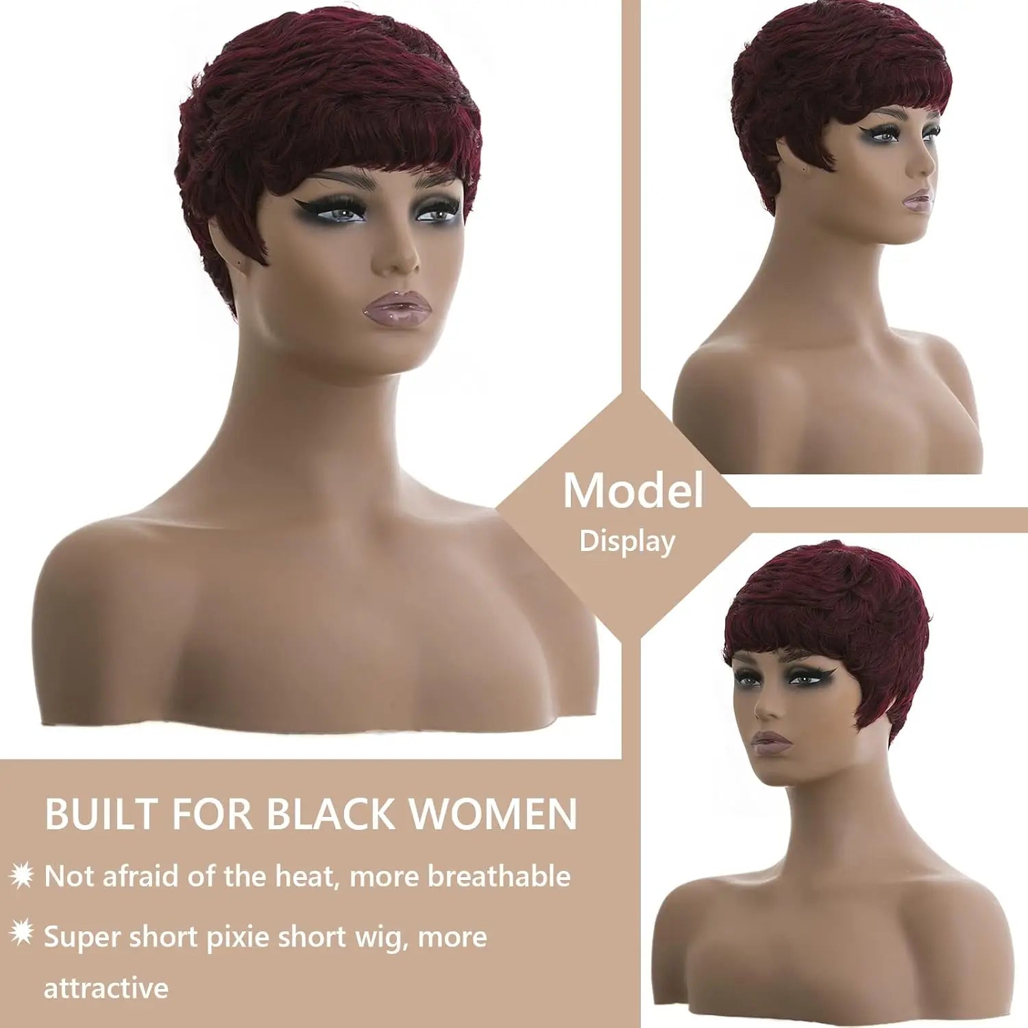 Short Wavy Pixie Cut Wig for Daily Wear - 12