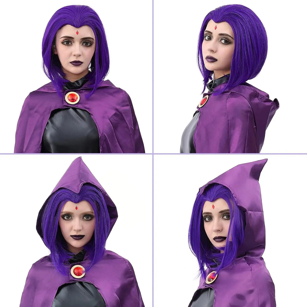 Short Purple Bob Cosplay Wig for Halloween Costume