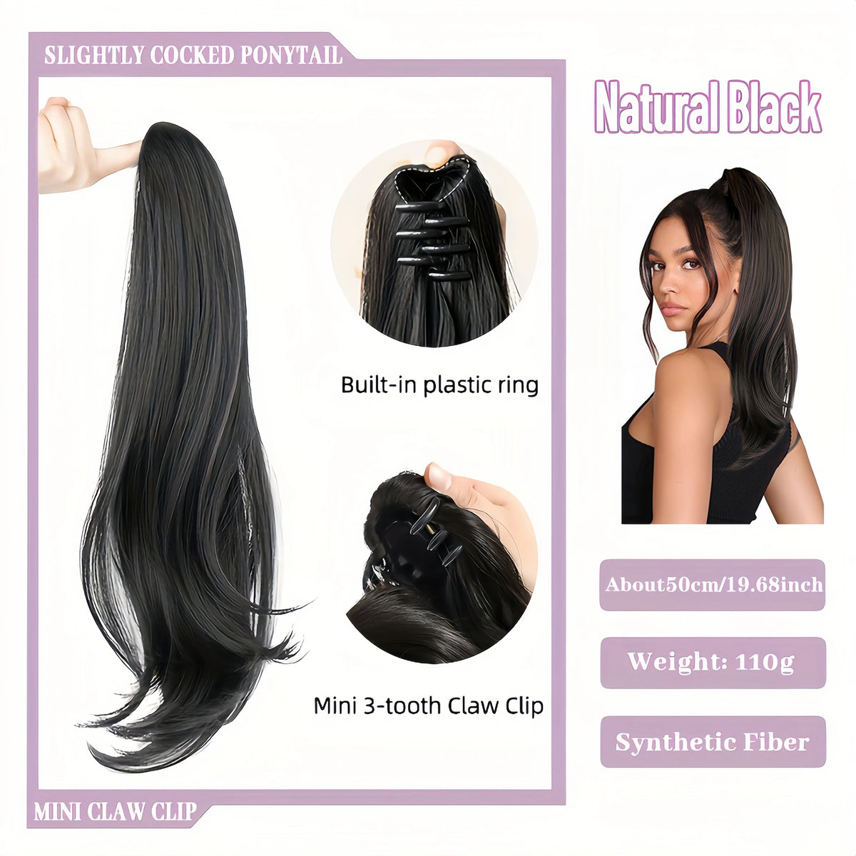 Long Straight Claw Clip Ponytail Extension for Instant Voluminous Hair