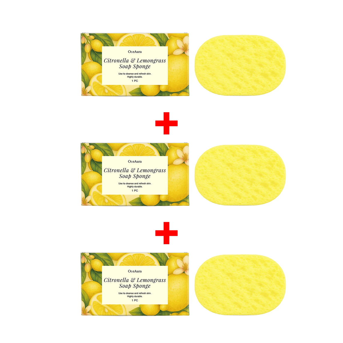 Exfoliating Lemongrass Bath Sponge for Daily Body Cleansing and Skin Care