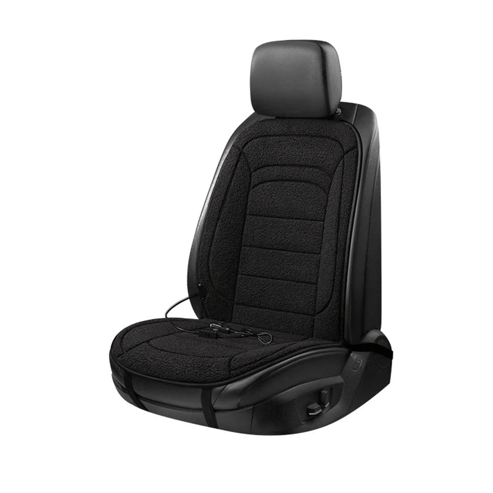 Heated Lambswool Car Seat Cushion for Cold Winter Commutes and Travel