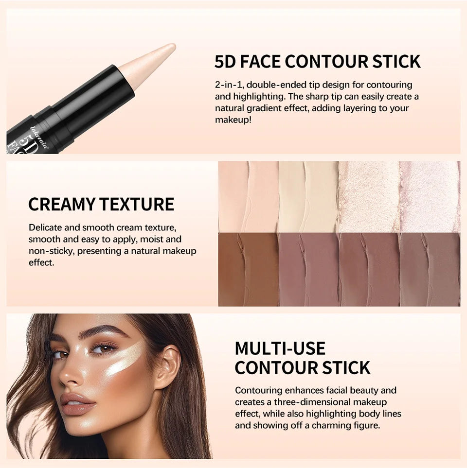 Dual-Ended Cream Contour and Highlighter Stick for Professional Sculpting