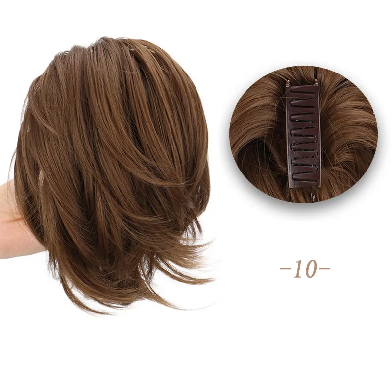 Short Layered Straight Claw Clip Ponytail Extension for Women