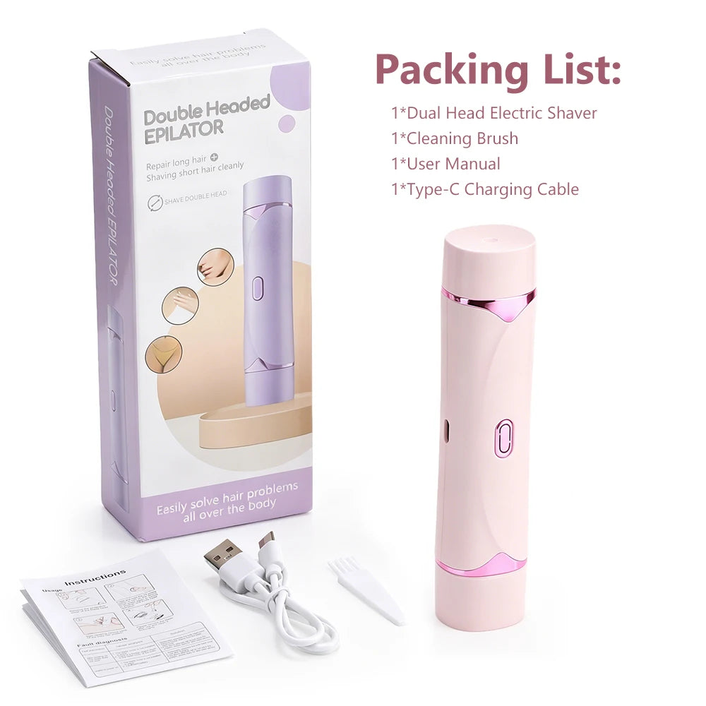 Dual-Head Painless Electric Body and Bikini Hair Trimmer for Women
