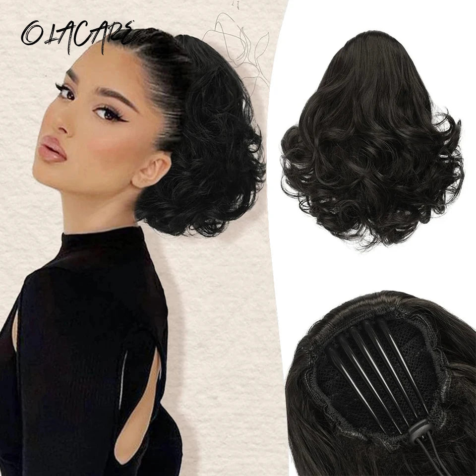 Short Curly Claw Clip Ponytail Hair Extension for Instant Volume - 1