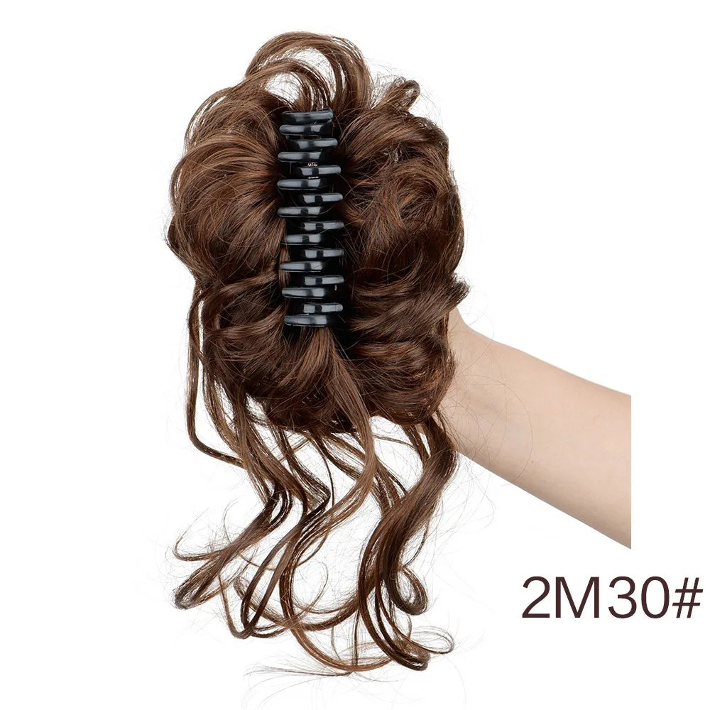 Messy Curly Hair Bun Claw Clip Extension for Instant Voluminous Updo
