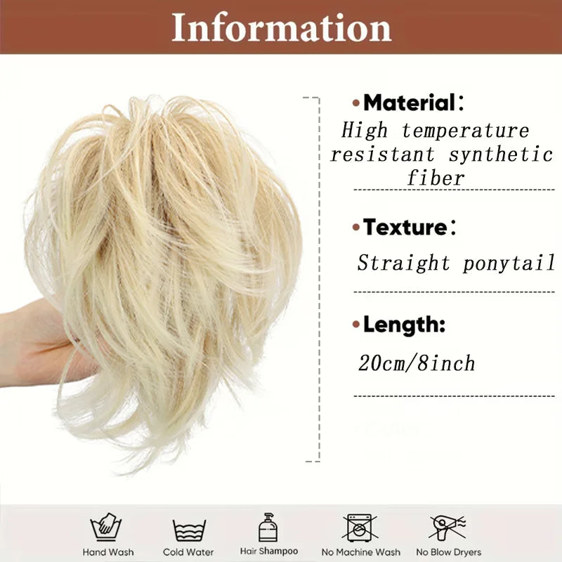 Short Layered Straight Claw Clip Ponytail Extension for Women