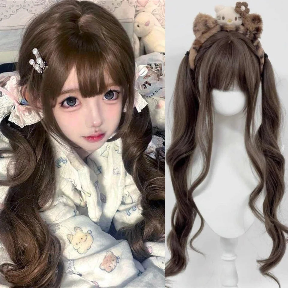 Long Wavy Blonde Cosplay Wig with Bangs