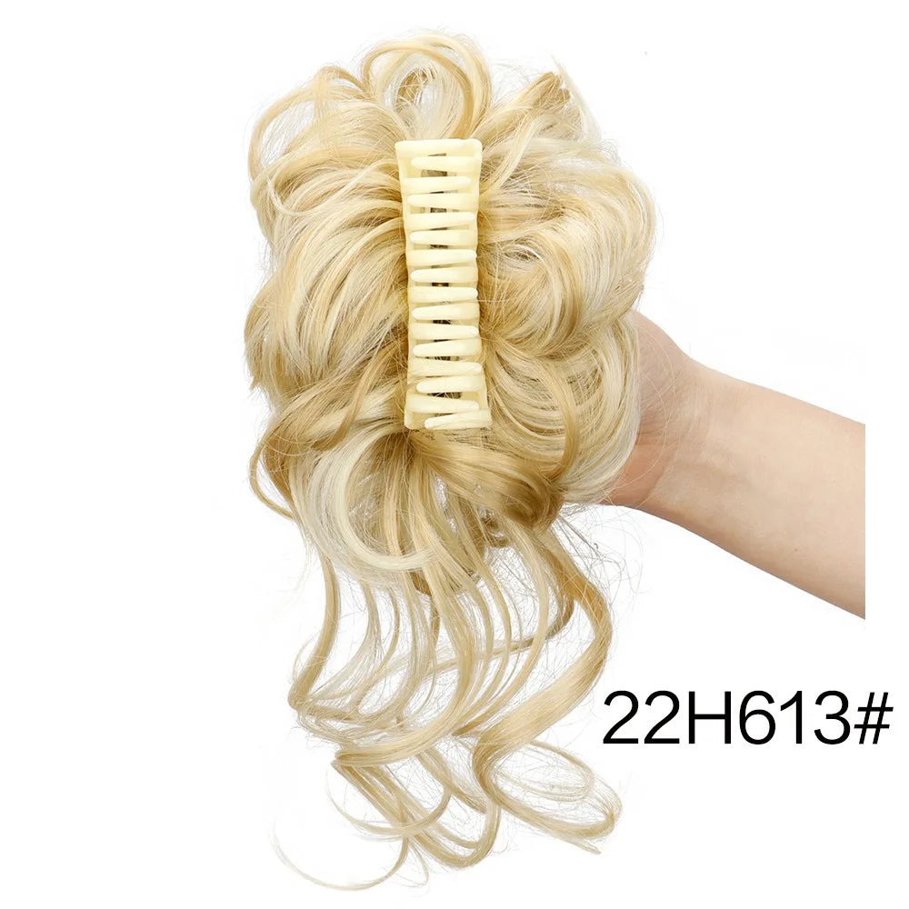 Messy Curly Hair Bun Claw Clip Extension for Instant Voluminous Updo - 12