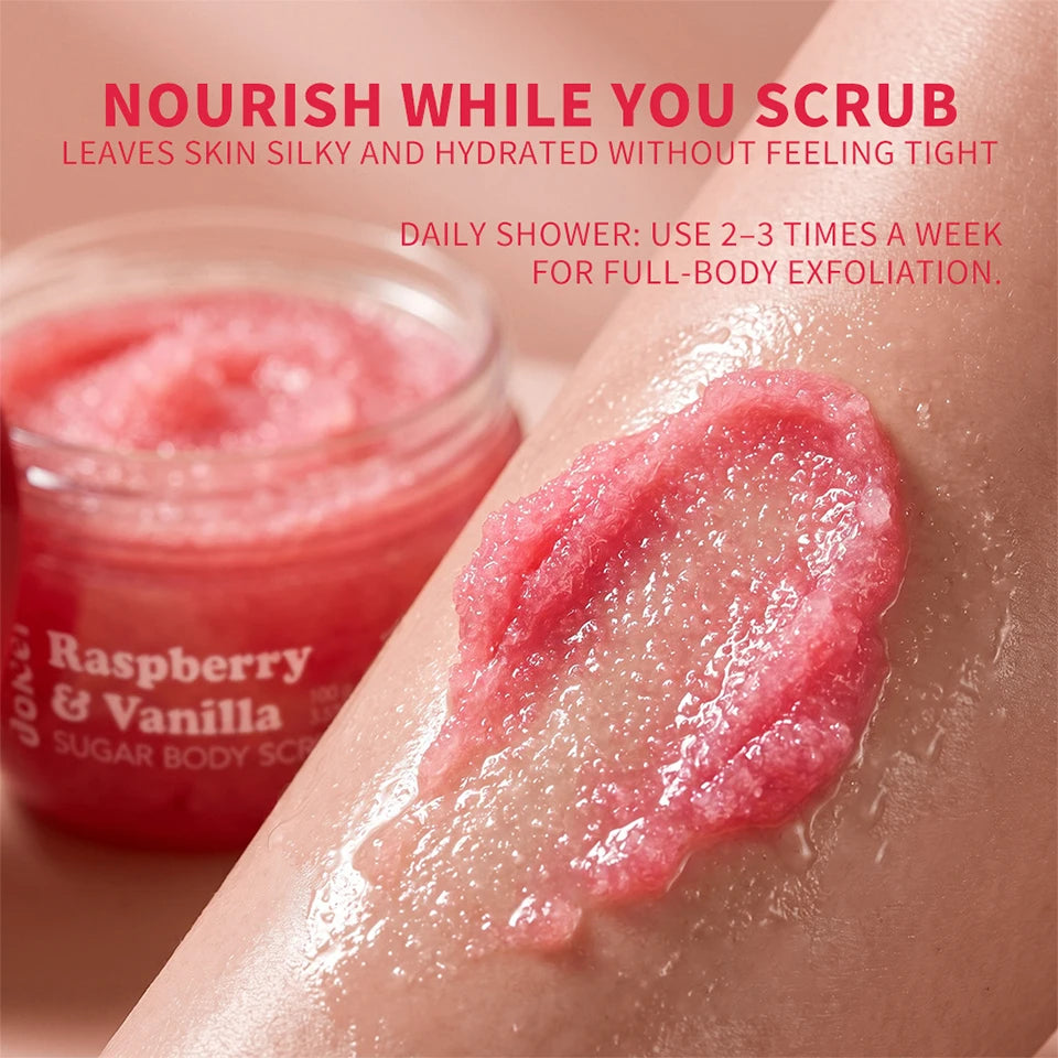 Raspberry and Vanilla Sugar Body Scrub for Smooth Nourished Skin