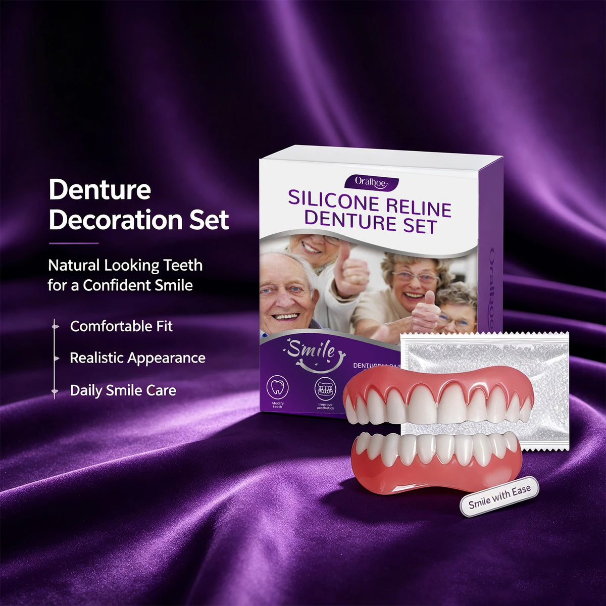 Cosmetic Silicone Denture Set for Instant Natural Smile Improvement