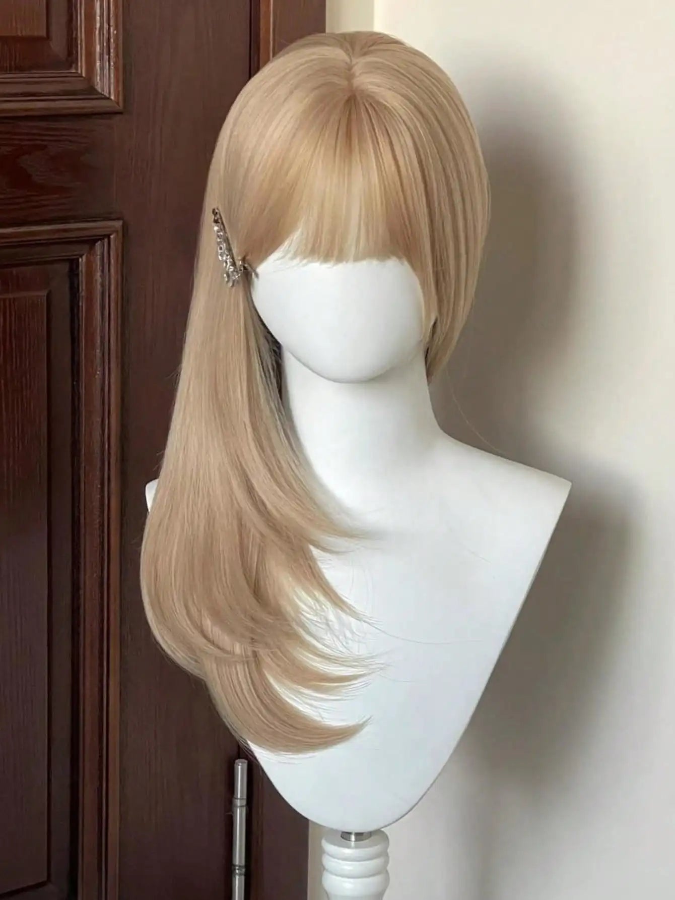 Long Straight Blonde Layered Wig with Bangs - 10