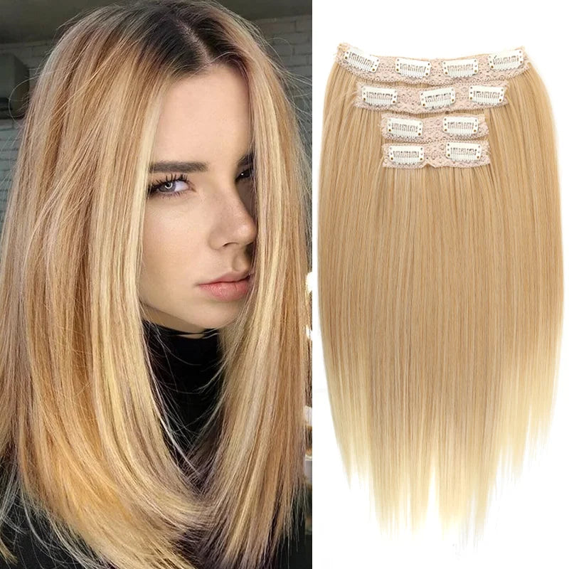 14" Straight Clip-In Hair Extensions for Voluminous Styles - 7