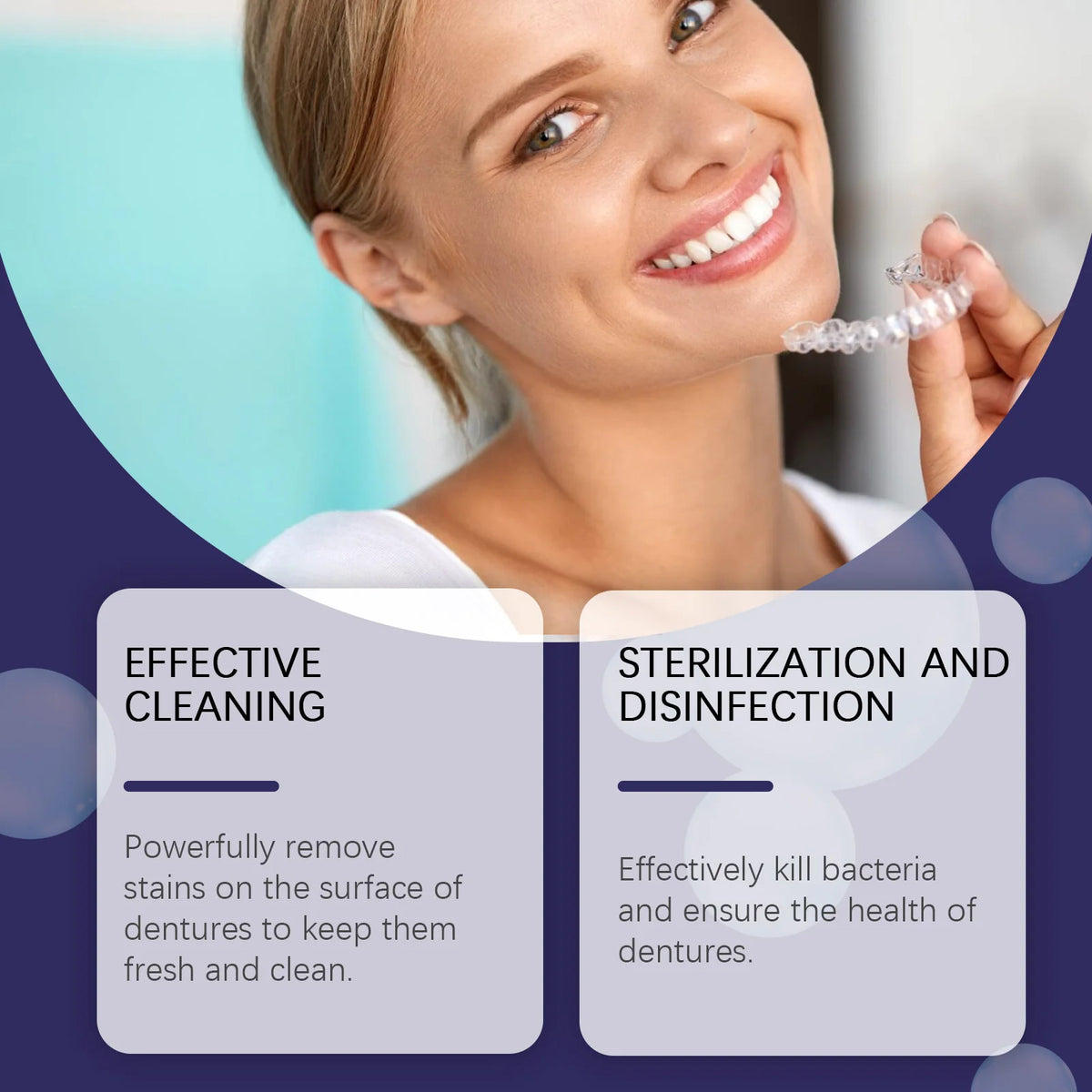 Effervescent Denture and Retainer Cleaning Tablets for Daily Oral Hygiene
