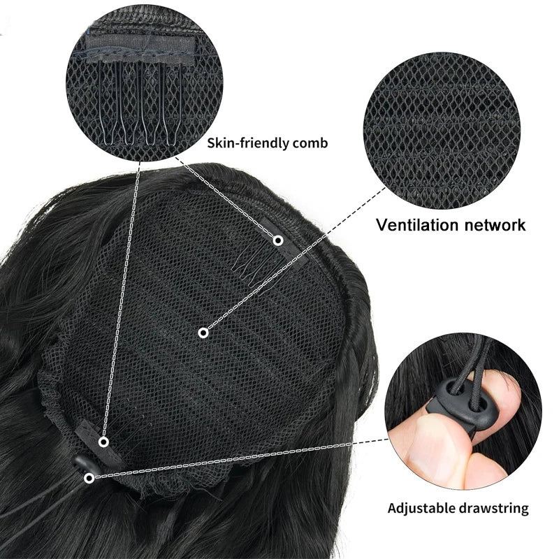 22-Inch Water Wave Drawstring Ponytail Extension
