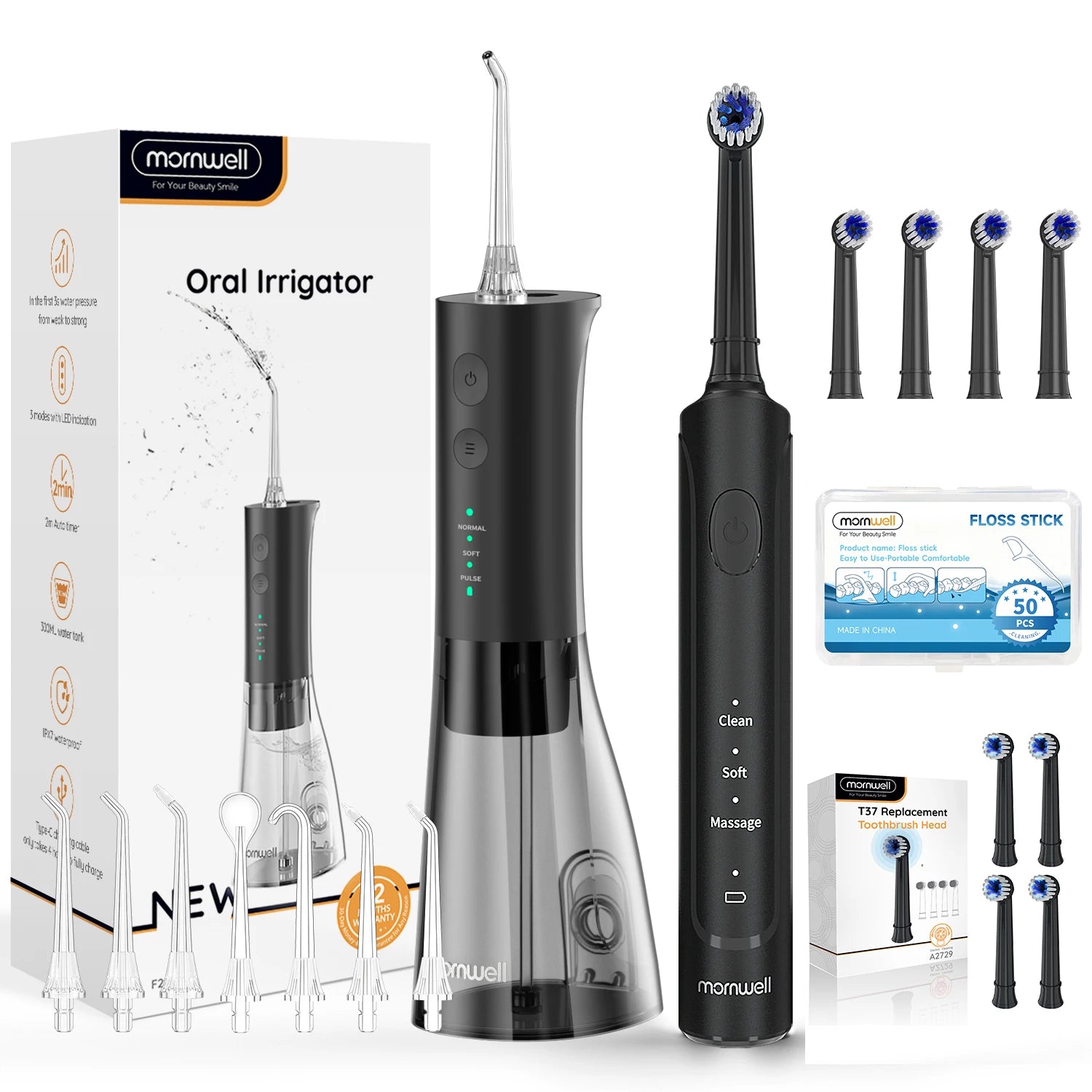 Electric Rechargeable Toothbrush and Water Flosser Set for Oral Care - 21