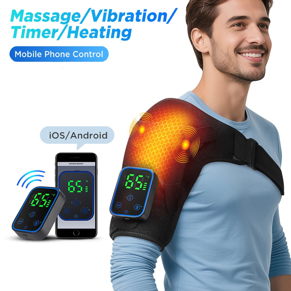 Cordless Heated Shoulder Massage Brace with App Control and Vibration - 1