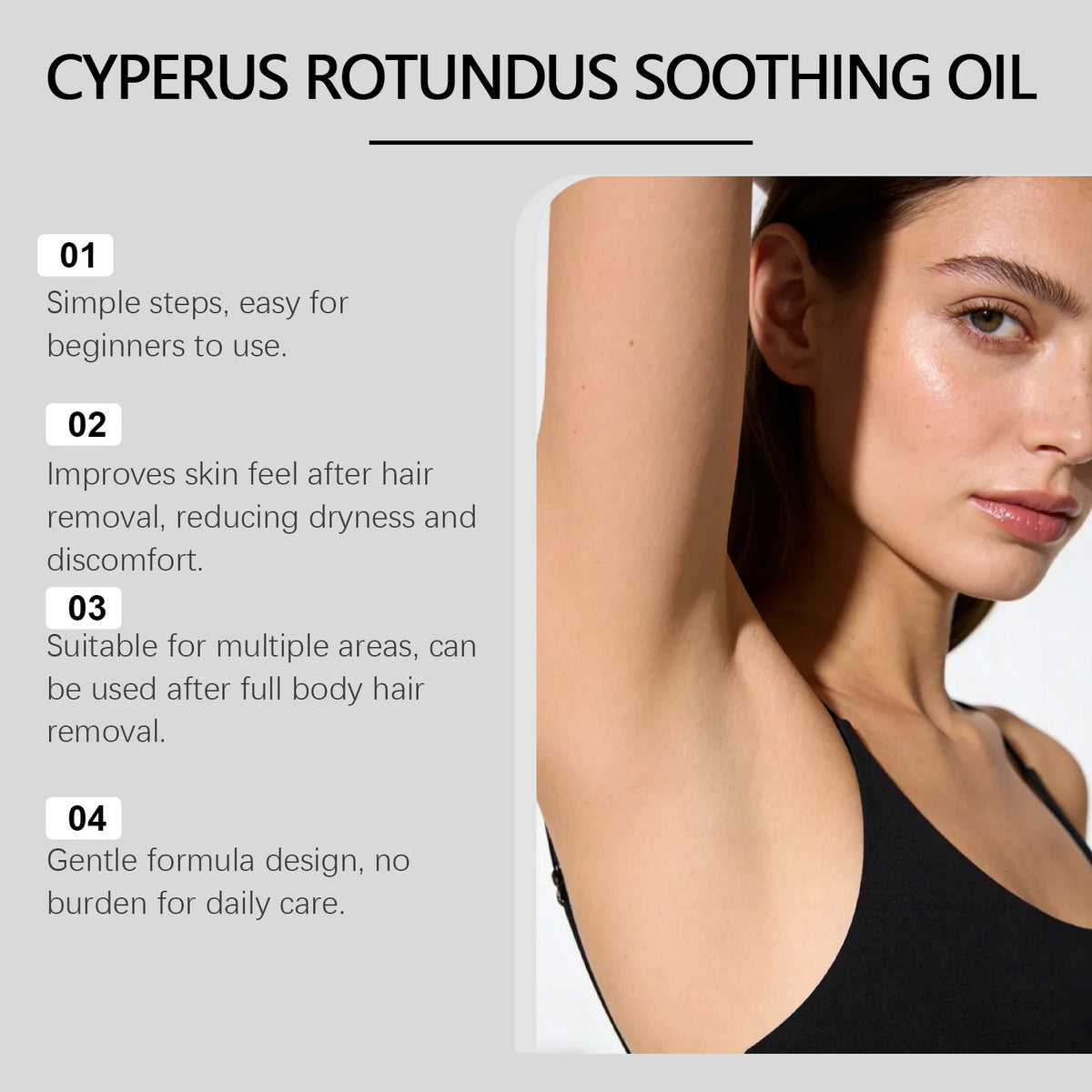Herbal Cyperus Oil for Hair Growth Inhibition and Smooth Skin Care