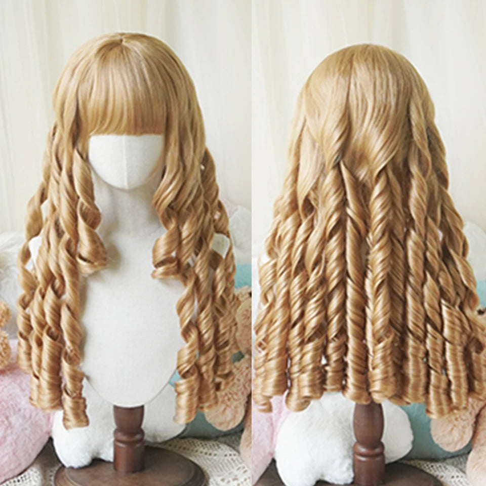 Long Curly Wavy Lolita Cosplay Wig with Bangs for Parties and Events - 11