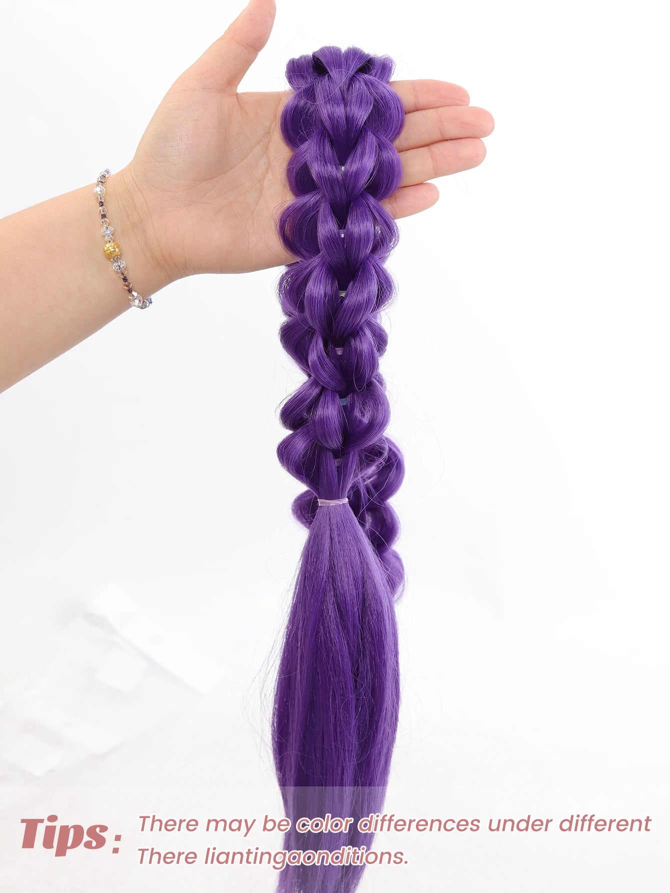35-Inch Long Braided Purple Ponytail Extension for Costumes - 14