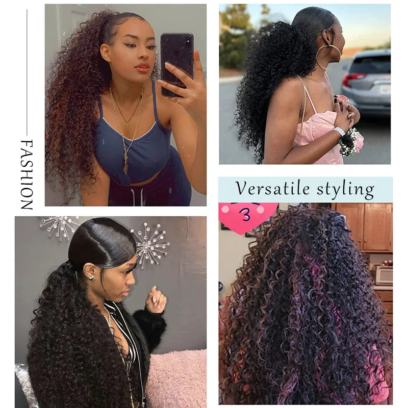 Afro Kinky Curly Drawstring Ponytail Extension - 5
