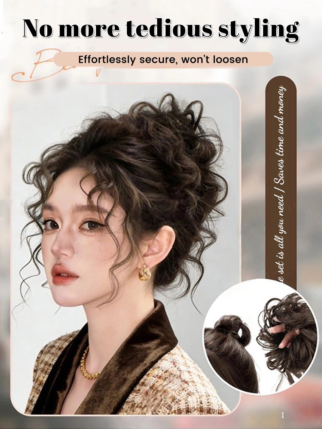 Wavy Curly Synthetic Hair Bun Extension for Daily and Party Styling - 4